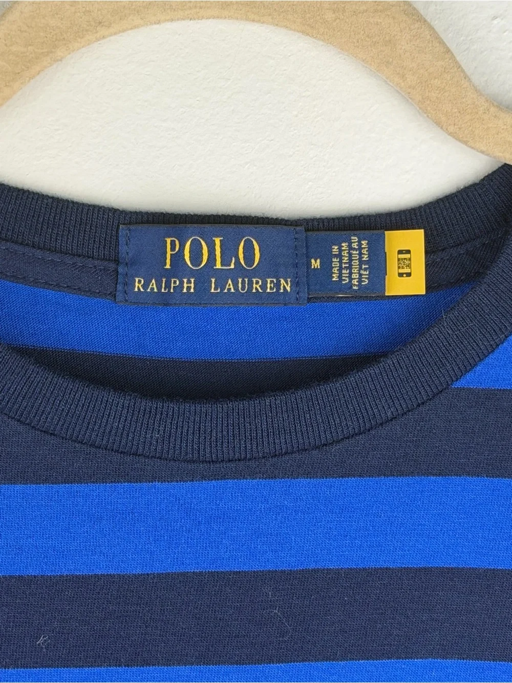Polo by Ralph Lauren | Preppy Blue & Navy Striped Crewneck Tee with Red Pony | M